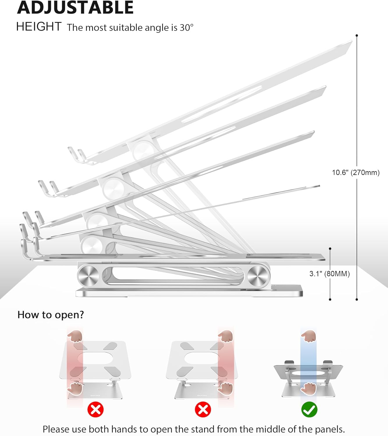 Laptop Stand, Laptop Holder, Multi-Angle Stand with Heat-Vent to Elevate Laptop