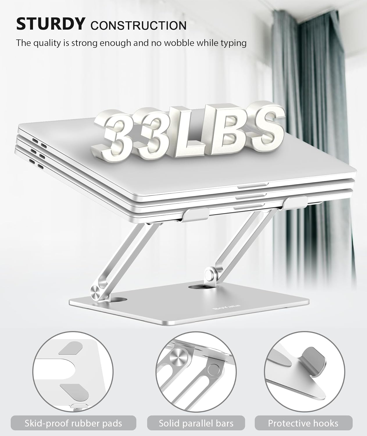 Laptop Stand, Laptop Holder, Multi-Angle Stand with Heat-Vent to Elevate Laptop