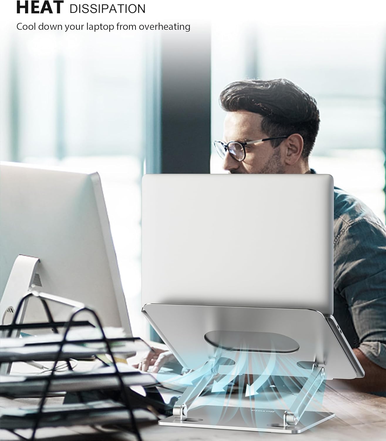 Laptop Stand, Laptop Holder, Multi-Angle Stand with Heat-Vent to Elevate Laptop
