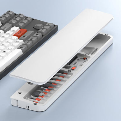 Ergonomic Keyboard Wrist Rest with Memory Foam & Cleaner Kit - Gaming/Office Use with Storage Tray