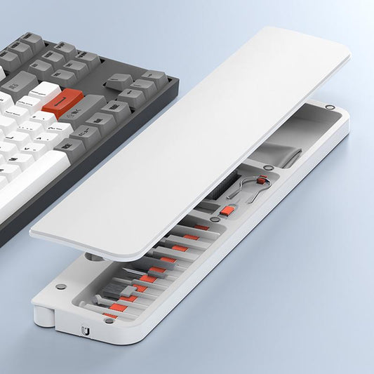 Ergonomic Keyboard Wrist Rest with Memory Foam & Cleaner Kit - Gaming/Office Use with Storage Tray