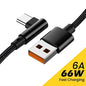 6A 66W USB Type-C Cable with 90-Degree Elbow for High-Speed Charging and Data Synchronization, Compatible with Xiaomi 13, 12, 11, Redmi, OnePlus, and Honor Devices