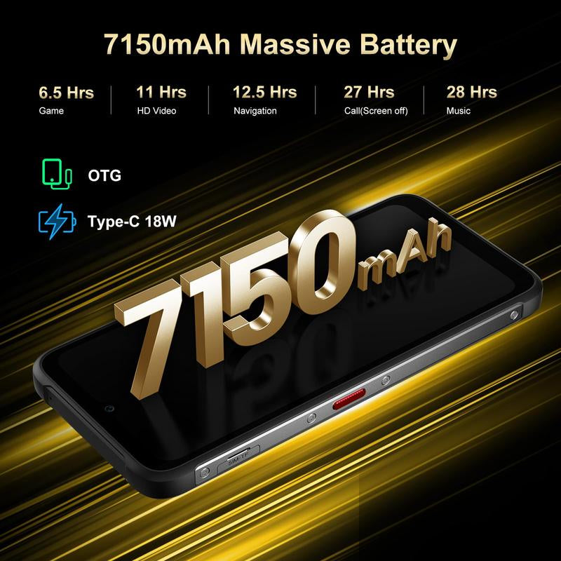Fossibot F112 Pro 6.88‘’ Rugged Smartphone 5G Unlocked, 24GB+256GB 50MP+16MP 7150Mah MTK8788 Octa-Cora Processor